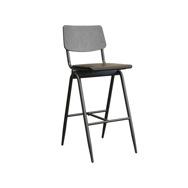 Barkruk | Hout/Staal | Zwart | Indoor | 490x580x1090(h)mm