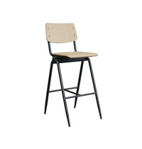 E.R.S. Barkruk | Hout/Staal | Naturel | Zwart Frame | Indoor | 490x580x1090(h)mm