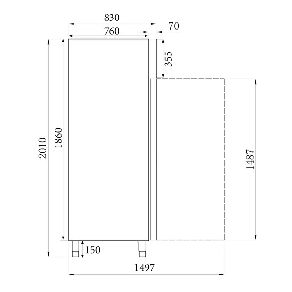 Koelkast | STANDARD LINE | 1410L (2/1 GN) | RVS | +2ºC/+8ºC | Geforceerd | 1480x830x2010(h)mm