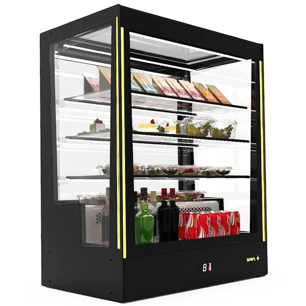 Koelvitrine | PAK | Zwart | +2°C/+6°C | Geforceerd | 4 Niveaus | Touchscreen + RGB LEDs | Wielen | 1015x620x1240(h)mm