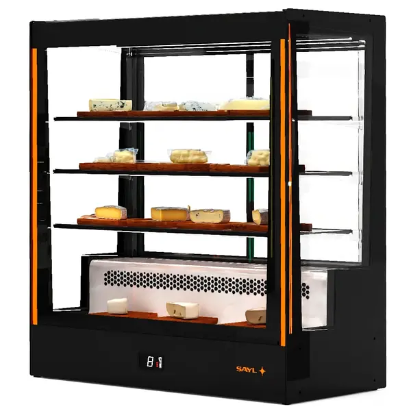 Koelvitrine | PAK | Zwart | +2°C/+6°C | Geforceerd | 4 Niveaus | Touchscreen + RGB LEDs | Wielen | 1015x620x1240(h)mm