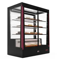 SAYL Koelvitrine | PAK | Zwart | +2°C/+6°C | Geforceerd | 4 Niveaus | Zelfbediening | Touchscreen + RGB LEDs | Wielen | 1015x620x1240(h)mm