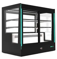SAYL Koelvitrine | PAK | Zwart | +2°C/+6°C | Geforceerd | 3 Niveaus | Zelfbediening | Touchscreen + RGB LEDs | Wielen | 1015x620x950(h)mm
