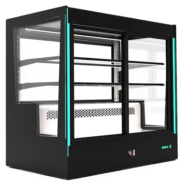 Koelvitrine | PAK | Zwart | +2°C/+6°C | Geforceerd | 3 Niveaus | Zelfbediening | Touchscreen + RGB LEDs | Wielen | 1015x620x950(h)mm