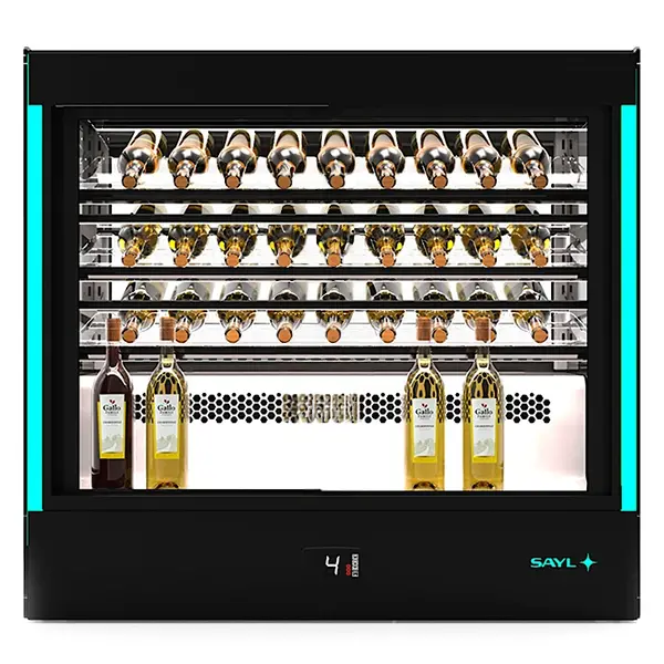 Wijnkoelvitrine | PAK | 40x 75cl | Zwart | +2°C/+6°C | Geforceerd | 3 Niveaus | Touchscreen + RGB LEDs | Wielen | 1015x620x950(h)mm