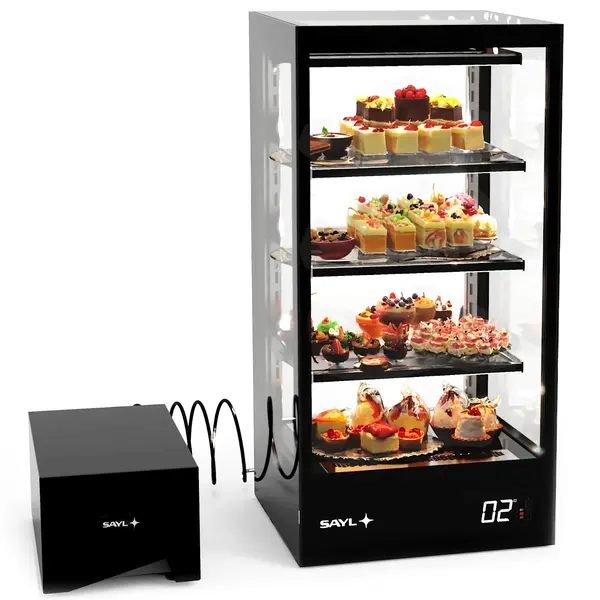 Koelvitrine | CRYSTAL BOX | Zwart | +2°C/+6°C | Geforceerd | 4 Niveaus | Touchscreen | Losse Koelunit (Inbouw) | 450x500x950(h)mm