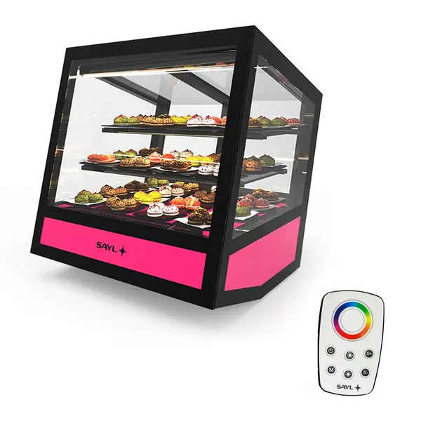 Koelvitrine | QBO | Zwart | +4°C/+8°C | Geforceerd | 1/2/3 Niveaus | RGB Backlight | 620x670x670(h)mm