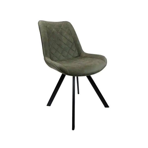 Stoel | Microvezel/Metaal | Groen | Zwarte Poten | Indoor | 520x580x850(h)mm