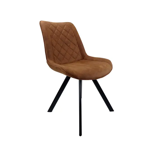 Stoel | Microvezel/Metaal | Cognac | Zwarte Poten | Indoor | 520x580x850(h)mm