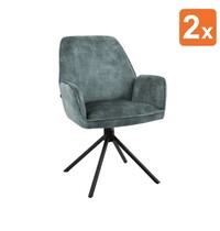 E.R.S. Draaistoelen | Fluweel/Metaal | Ocean | Zwarte Poten | Indoor | 2 Stuks | 600x640x880(h)mm