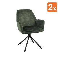 E.R.S. Draaistoelen | Fluweel/Metaal | Groen | Zwarte Poten | Indoor | 2 Stuks | 600x640x880(h)mm