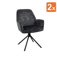 E.R.S. Draaistoelen | Fluweel/Metaal | Antraciet | Zwarte Poten | Indoor | 2 Stuks | 600x640x880(h)mm