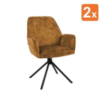 E.R.S. Draaistoelen | Fluweel/Metaal | Cognac | Zwarte Poten | Indoor | 2 Stuks | 600x640x880(h)mm