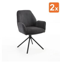 E.R.S. Draaistoelen | Stof/Metaal | Antraciet | Zwarte Poten | Indoor | 2 Stuks | 600x640x880(h)mm