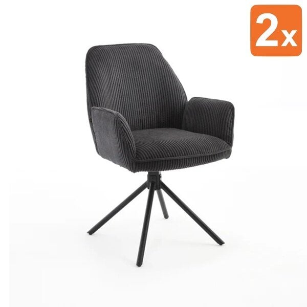 Draaistoelen | Stof/Metaal | Antraciet | Zwarte Poten | Indoor | 2 Stuks | 600x640x880(h)mm