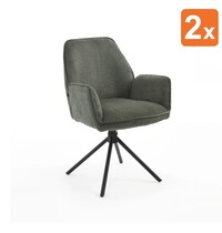 E.R.S. Draaistoelen | Stof/Metaal | Groen | Zwarte Poten | Indoor | 2 Stuks | 600x640x880(h)mm
