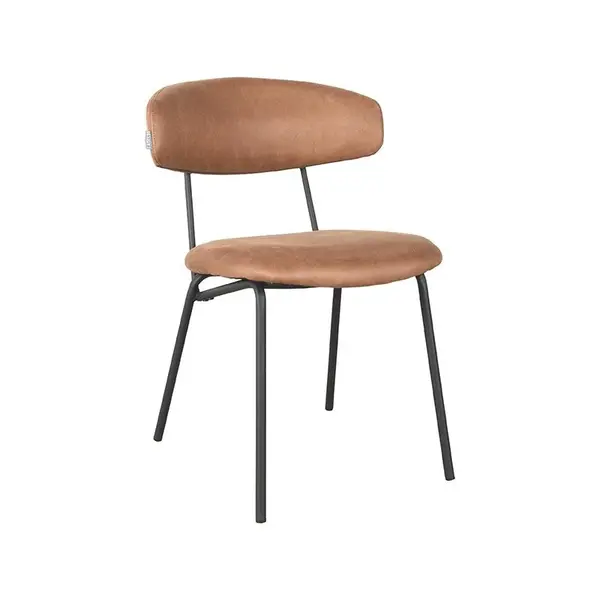 Stoel | Microvezel/Metaal | Cognac | Zwart Frame | Indoor | 530x590x790(h)mm