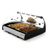 SAYL Verwarmde Tapasvitrine | SPLENDID | Zwart/RVS | 60°C/70°C | Statisch | 2 Niveaus | Zelfbediening | 1.22kW (230V) | 690x650x420(h)mm