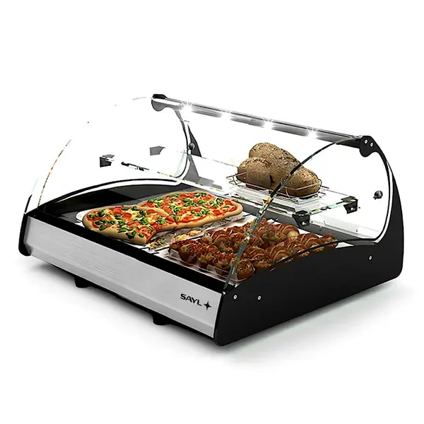 Verwarmde Tapasvitrine | SPLENDID | Zwart/RVS | 60°C/70°C | Statisch | 2 Niveaus | Zelfbediening | 1.22kW (230V) | 690x650x420(h)mm