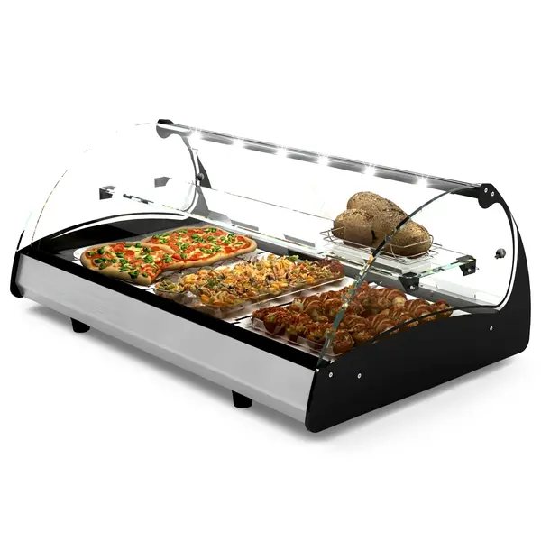 Verwarmde Tapasvitrine | SPLENDID | Zwart/RVS | 60°C/70°C | Statisch | 2 Niveaus | Zelfbediening | 1.82kW (230V) | 1020x650x420(h)mm