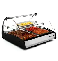SAYL Verwarmde Tapasvitrine | SPLENDID | Zwart/RVS | 2x 1/1 GN | ≤80°C | Bain-Marie | 2 Niveaus | Zelfbediening | 1.22kW (230V) | 690x650x420(h)mm