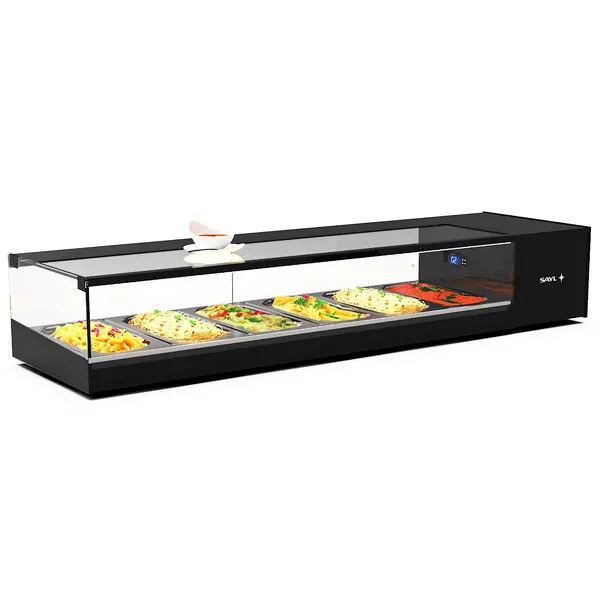 Tapasvitrine | LOGIC | Zwart | 6x 1/3 GN | +2°C/+6°C | Statisch | 1 Niveau | 1320x380x225(h)mm