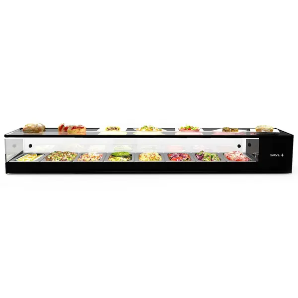 Tapasvitrine | LOGIC | Zwart | 8x 1/3 GN | +2°C/+6°C | Statisch | 1 Niveau | 1680x380x225(h)mm