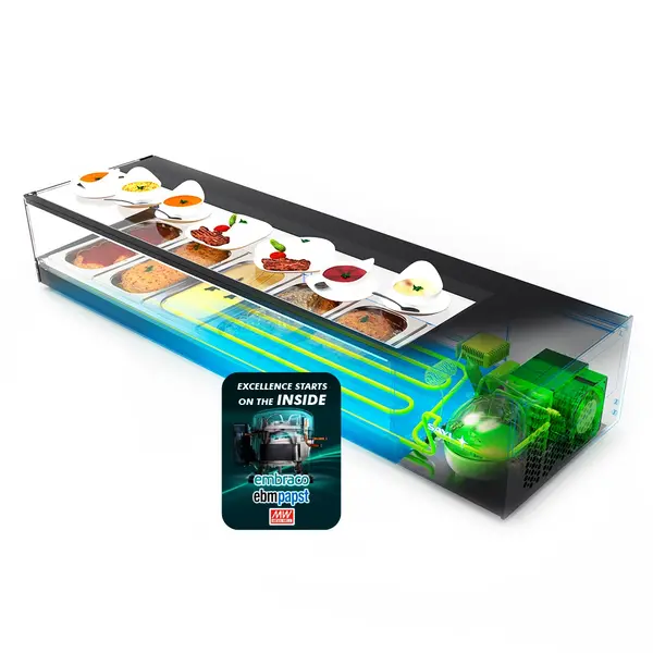 Tapasvitrine | LOGIC | Zwart | +2°C/+6°C | Statisch | 1 Niveau | 1680x380x225(h)mm