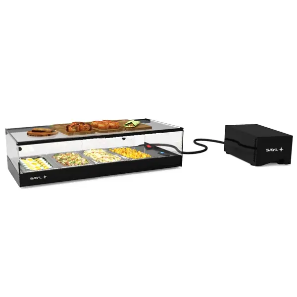 Tapasvitrine | LOGIC | Zwart | 4x 1/3 GN | +2°C/+6°C | Statisch | 1 Niveau | Losse Koelunit (Inbouw) | 850x385x225(h)mm