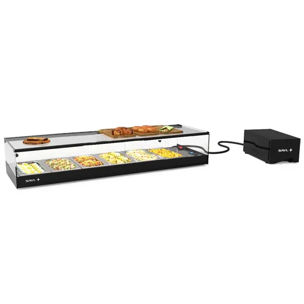 Tapasvitrine | LOGIC | Zwart | 6x 1/3 GN | +2°C/+6°C | Statisch | 1 Niveau | Losse Koelunit (Inbouw) | 1175x385x225(h)mm