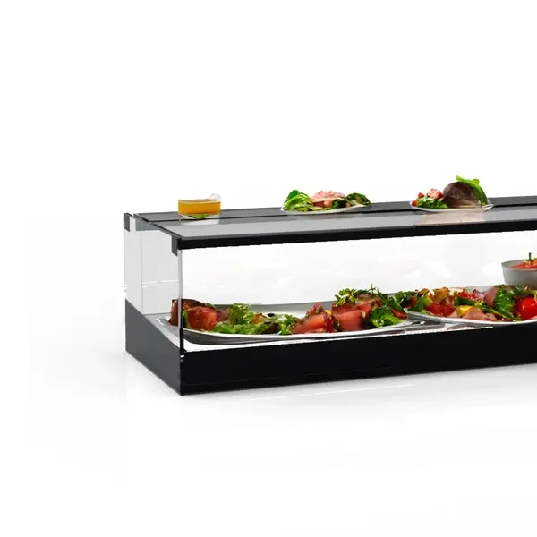 Tapasvitrine | LOGIC | Zwart | +2°C/+6°C | Statisch | 1 Niveau | Externe Koeling (Excl.) | 850x385x225(h)mm