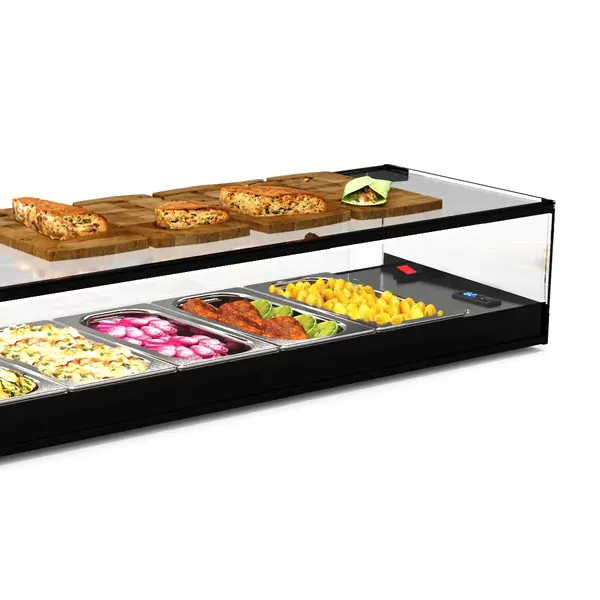 Tapasvitrine | LOGIC | Zwart | 6x 1/3 GN | +2°C/+6°C | Statisch | 1 Niveau | Externe Koeling (Excl.) | 1175x385x225(h)mm
