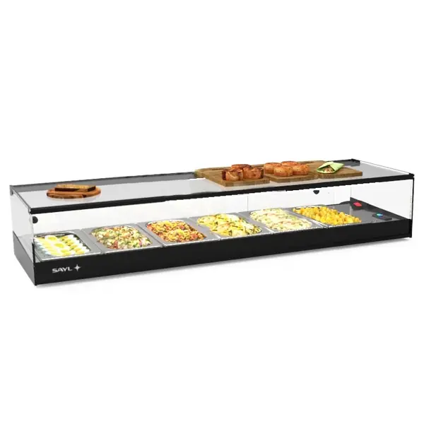 Tapasvitrine | LOGIC | Zwart | 6x 1/3 GN | +2°C/+6°C | Statisch | 1 Niveau | Externe Koeling (Excl.) | 1175x385x225(h)mm