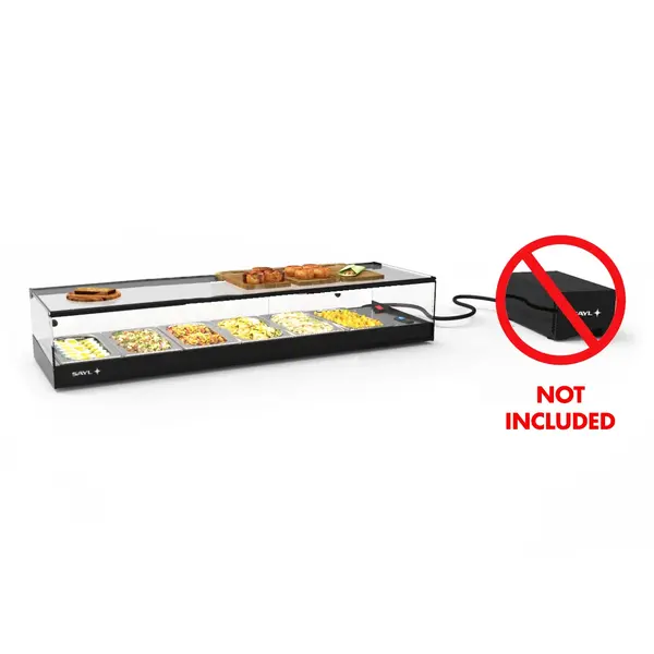 Tapasvitrine | LOGIC | Zwart | 6x 1/3 GN | +2°C/+6°C | Statisch | 1 Niveau | Externe Koeling (Excl.) | 1175x385x225(h)mm