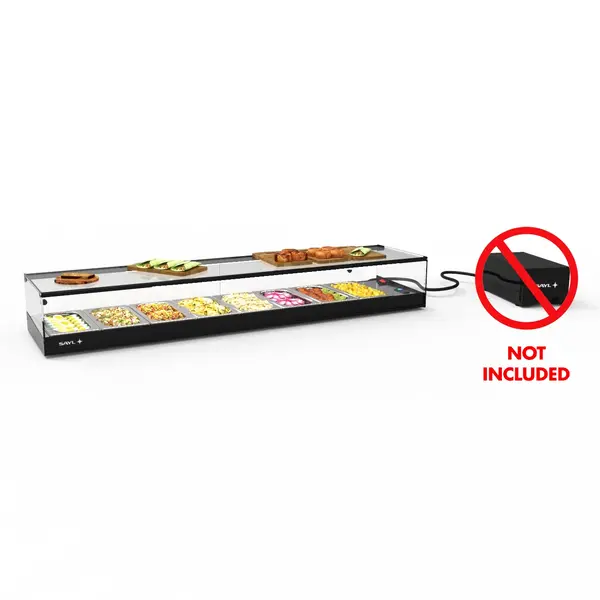 Tapasvitrine | LOGIC | Zwart | 8x 1/3 GN | +2°C/+6°C | Statisch | 1 Niveau | Externe Koeling (Excl.) | 1540x385x225(h)mm