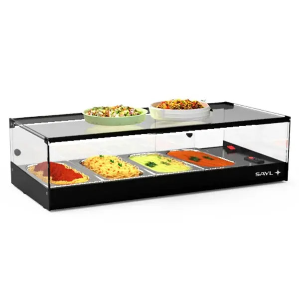 Verwarmde Tapasvitrine | LOGIC | Zwart | 4x 1/3 GN | ≤80°C | Bain-Marie | 1 Niveau | 0.72kW (230V) | 840x395x225(h)mm