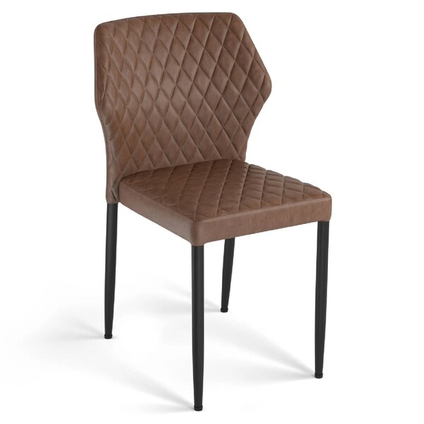 Stoel | Kunstleer/Metaal | Bruin | Zwarte Poten | In-/Outdoor | Stapelbaar | 490x580x820(h)mm