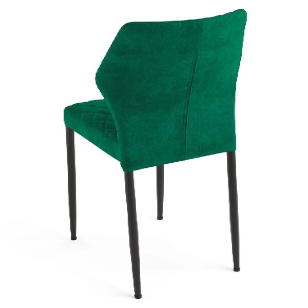 Stoel | Fluweel/Metaal | Groen | Zwarte Poten | Indoor | Stapelbaar | 490x580x820(h)mm
