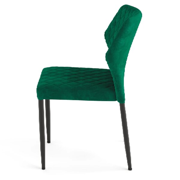 Stoel | Fluweel/Metaal | Groen | Zwarte Poten | Indoor | Stapelbaar | 490x580x820(h)mm