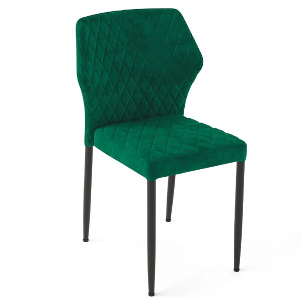 Stoel | Fluweel/Metaal | Groen | Zwarte Poten | Indoor | Stapelbaar | 490x580x820(h)mm