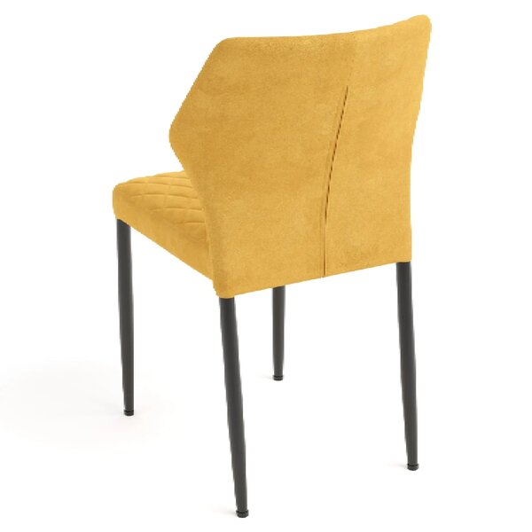 Stoel | Fluweel/Metaal | Geel | Zwarte Poten | Indoor | Stapelbaar | 490x580x820(h)mm