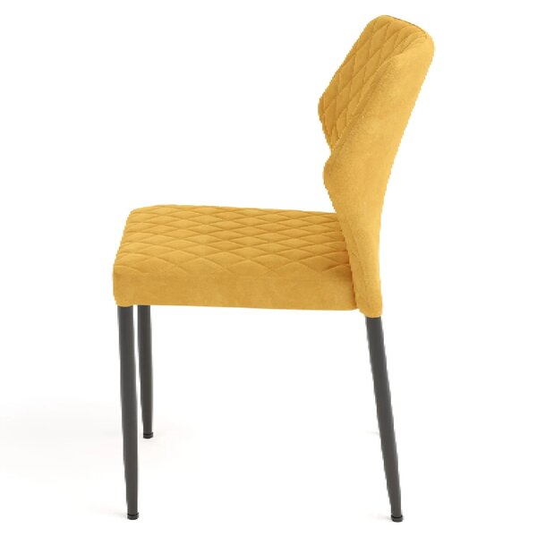 Stoel | Fluweel/Metaal | Geel | Zwarte Poten | Indoor | Stapelbaar | 490x580x820(h)mm