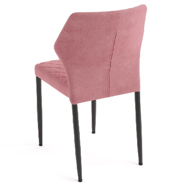 Stoel | Fluweel/Metaal | Roze | Zwarte Poten | Indoor | Stapelbaar | 490x580x820(h)mm