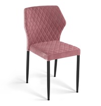 E.R.S. Stoel | Fluweel/Metaal | Roze | Zwarte Poten | Indoor | Stapelbaar | 490x580x820(h)mm