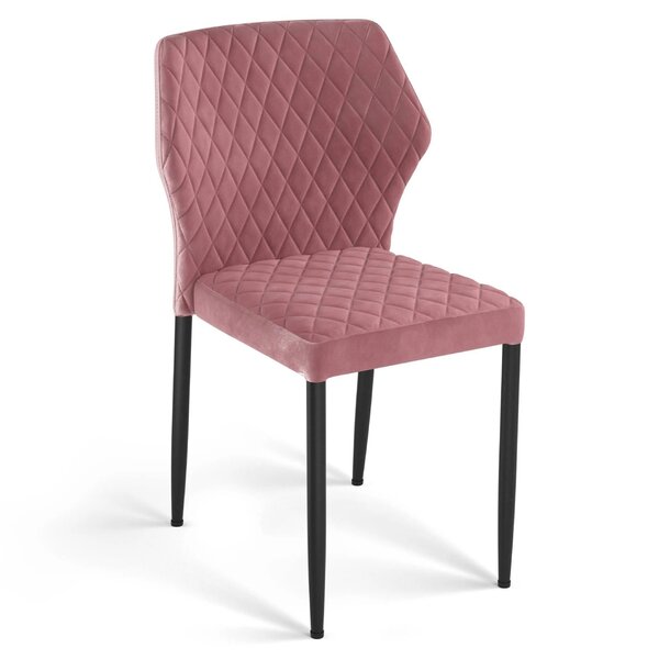 Stoel | Fluweel/Metaal | Roze | Zwarte Poten | Indoor | Stapelbaar | 490x580x820(h)mm