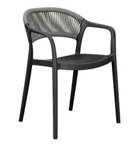 E.R.S. Stoel | PVC Rotan/Kunststof | Zwart/Grijs | In-/Outdoor | Stapelbaar | 570x550x800(h)mm