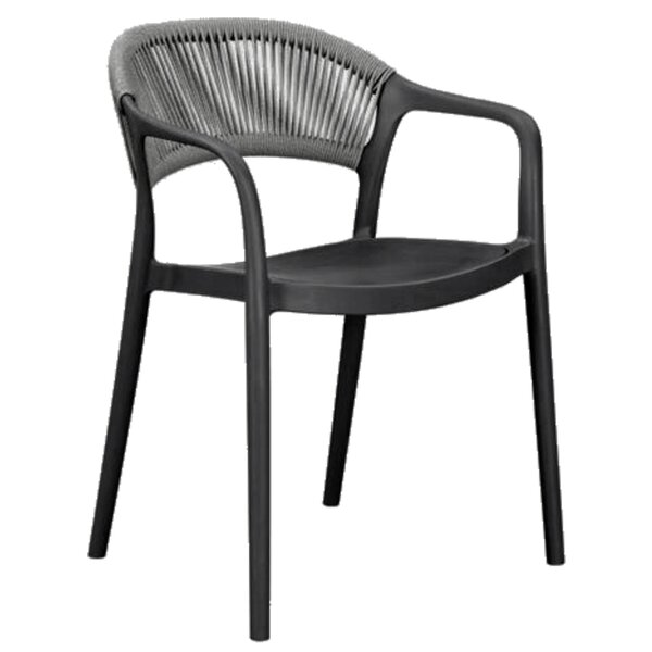 Stoel | PVC Rotan/Kunststof | Zwart/Grijs | In-/Outdoor | Stapelbaar | 570x550x800(h)mm