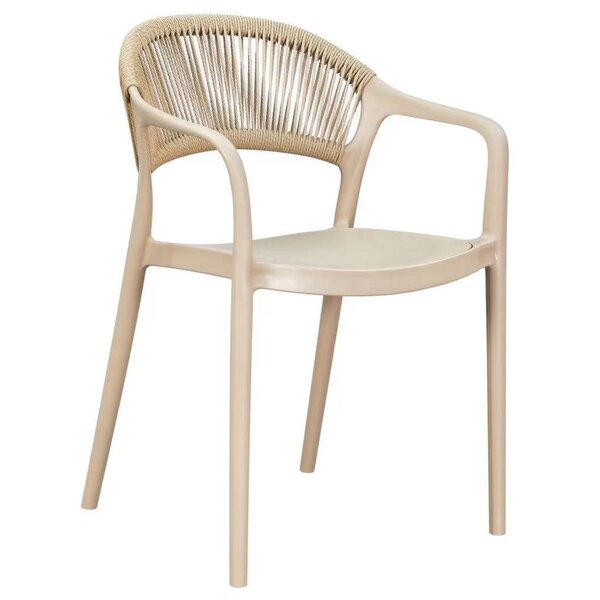 Stoel | PVC Rotan/Kunststof | Zandkleurig | In-/Outdoor | Stapelbaar | 570x550x800(h)mm