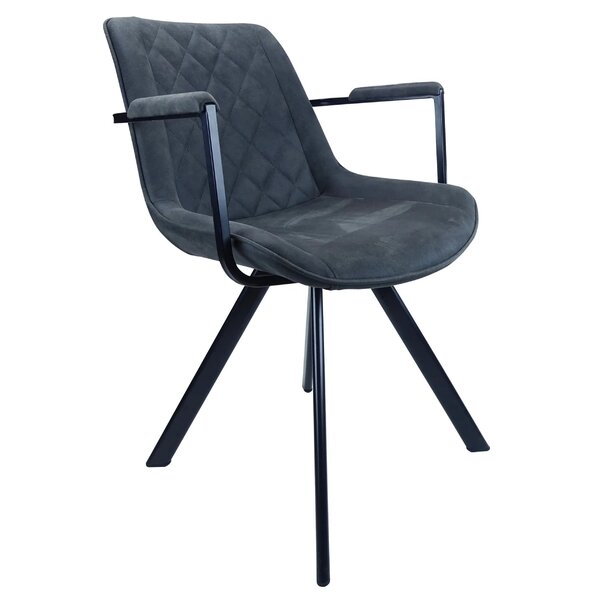 Stoel | Microvezel/Metaal | Antraciet | Zwarte Poten | Indoor | 590x620x830(h)mm