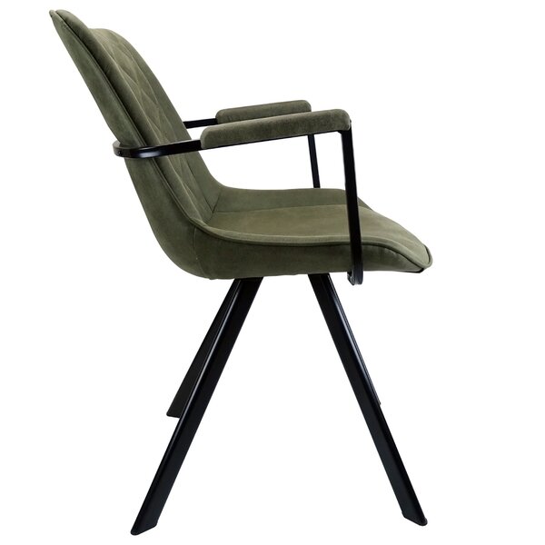 Stoel | Microvezel/Metaal | Groen | Zwarte Poten | Indoor | 590x620x830(h)mm